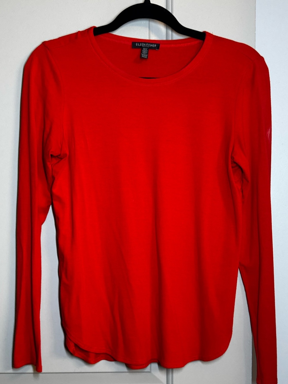 Eileen Fisher Vibrant Red Long Sleeve Crewneck Top